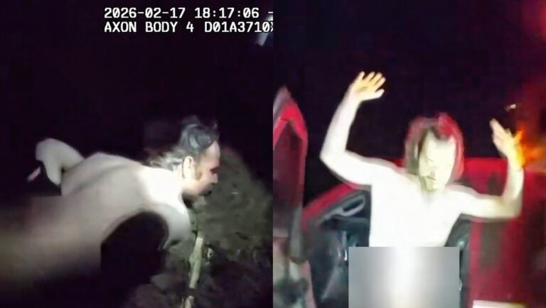 The moment police stop the stolen Wisconsin ambulance after an 18-mile chase with a patient still inside.