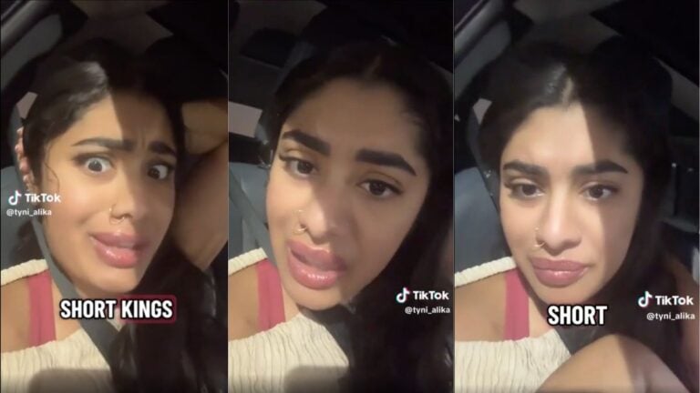 Texas woman speaking in a viral video rant mocking the term short kings and criticizing short men.