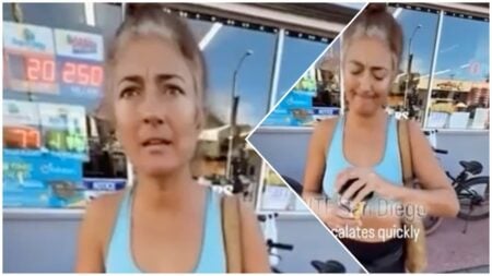 Unhinged San Diego woman throws coffee on bystander filming