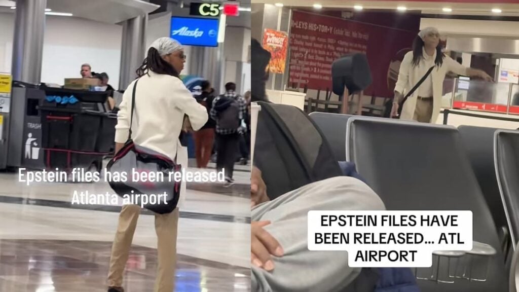 Atlanta Airport Chaos as Man Screams at Travelers for Acting Normal After Epstein Files Release: ‘This Crash Out Is 100% Valid’ A picture of the man at Atlanta Airport.