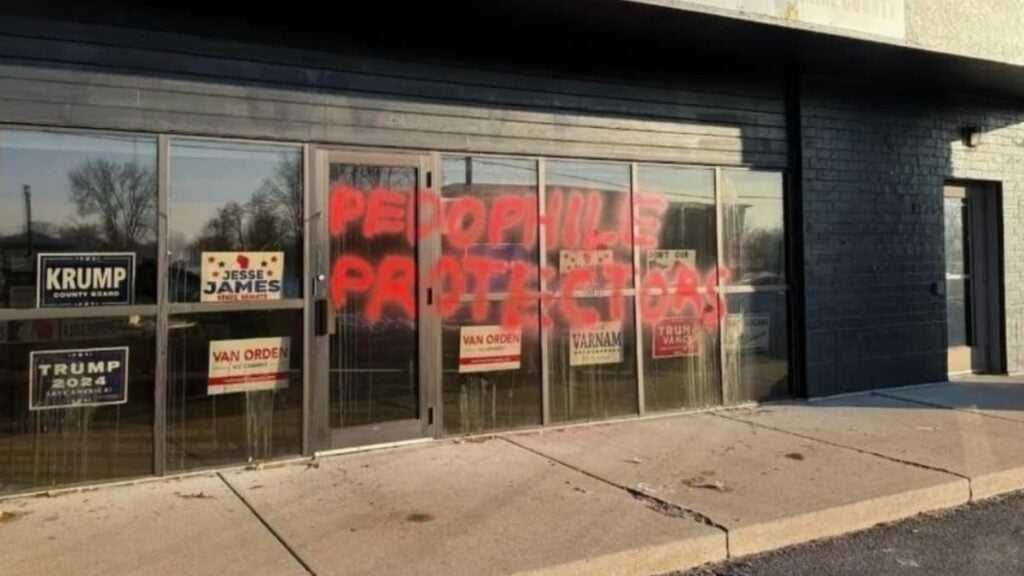 Republican Party Headquarters in Wisconsin Gets Vandalized With ‘Pedophile Protectors’ Graffiti: ‘They’re Not Wrong’ A picture of the Republican Party headquarters in Wisconsin.