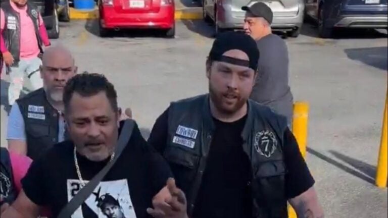 biker gang chases racist