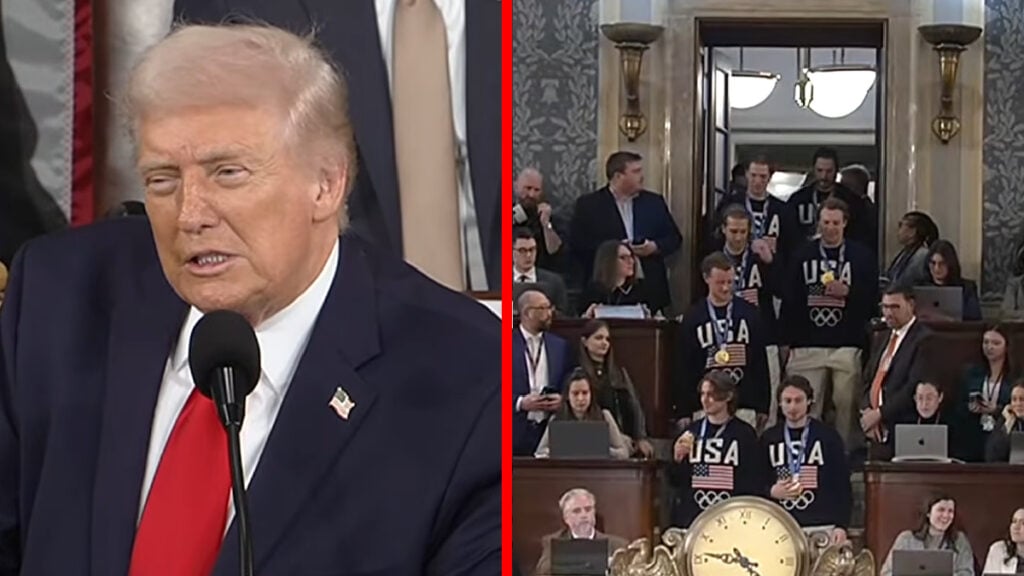 ‘Misogynist In Chief’ Trump Brings Out Men’s Hockey Team During State of the Union After Mocking Women’s Victory