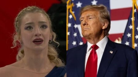 A picture of Amber Glenn and Trump.