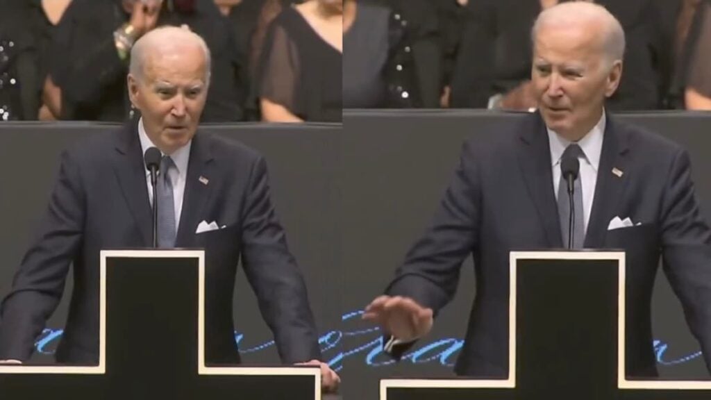 A picture of Joe Biden at the Illinois funeral.