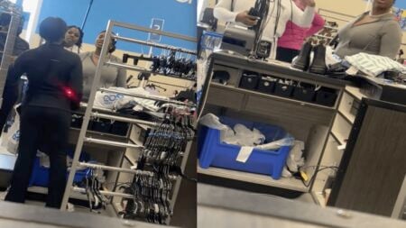 Baffled Louisiana Ross Worker Walks Away When Confronted by Raving Karen Trying to Provoke Her