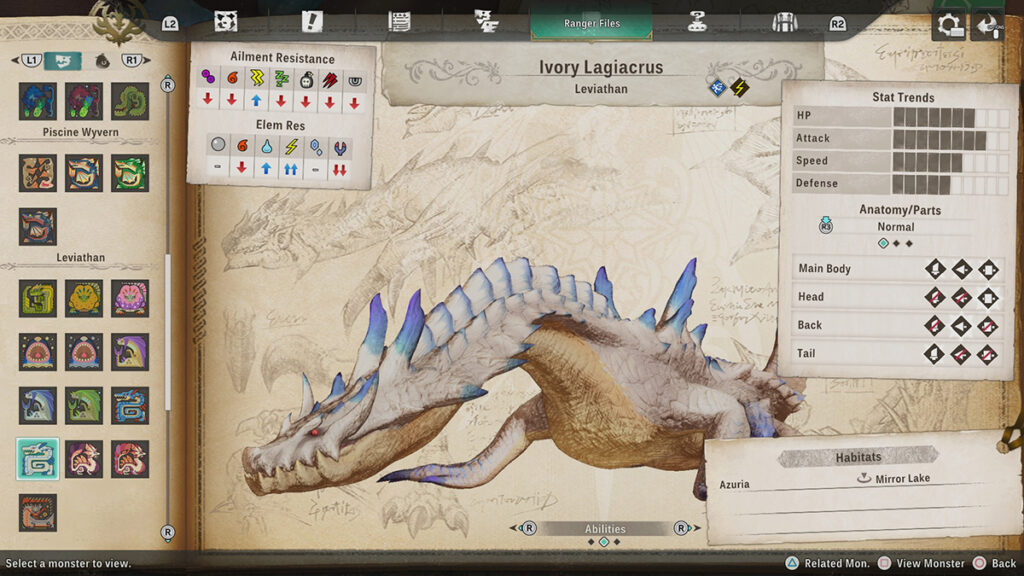 Monster Hunter Stories 3 - Leviathans Move Types and Weaknesses