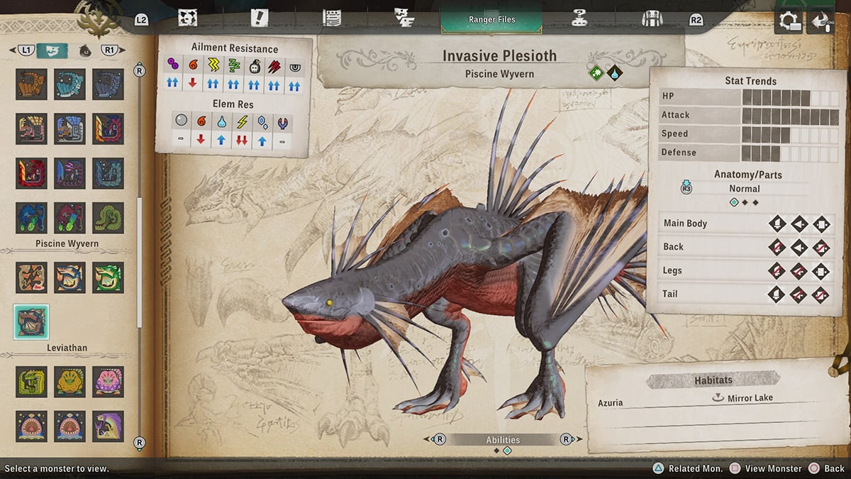 Piscine Wyverns Move Types and Weaknesses