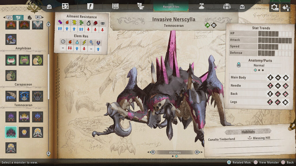 Monster Hunter Stories 3 - Temnoceran Move Types and Weaknesses