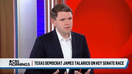 Texas Senate candidate James Talarico speaking on CBS Mornings about the Iran war and domestic spending priorities after winning the Texas Democratic Senate primary.