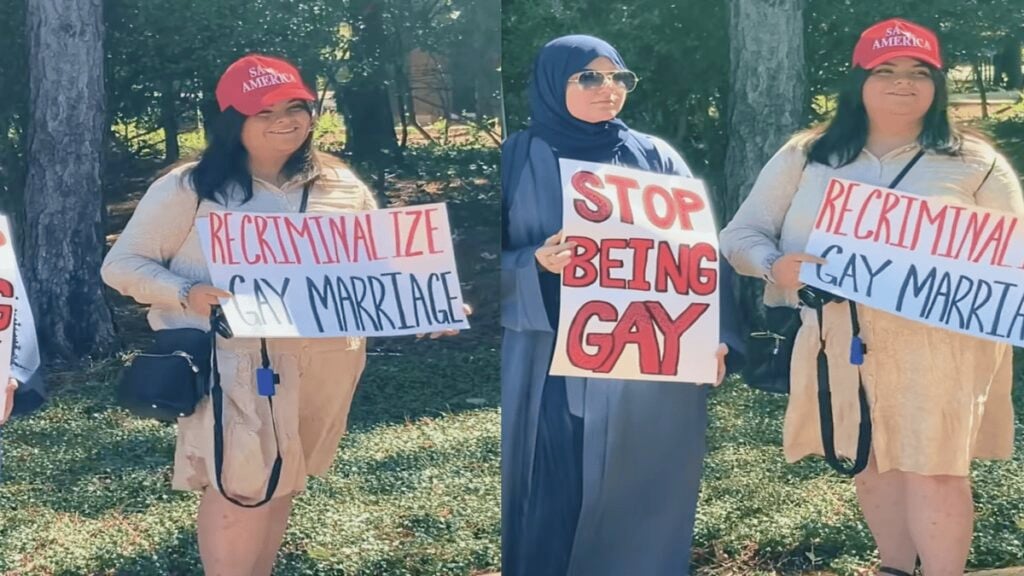 Anti-Gay Marriage Protestors with Cruel Signs Shamed by Texas Man