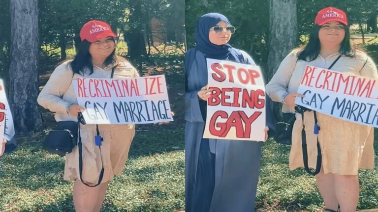 Anti-Gay Marriage Protestors with Cruel Signs Shamed by Texas Man