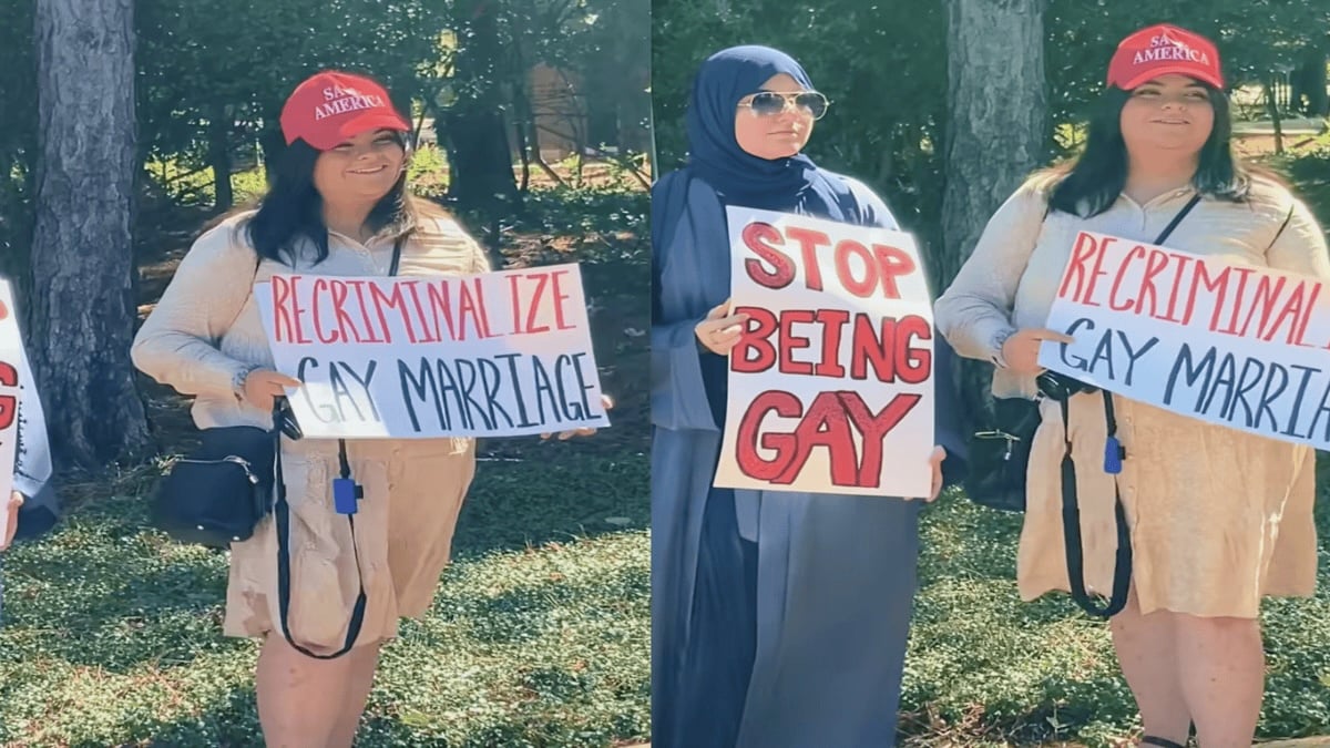 Texas Man Confronts Anti-Gay Marriage Protesters Holding Offensive Signs, ‘Criminalizing Love is a Bizarre Thought’ 