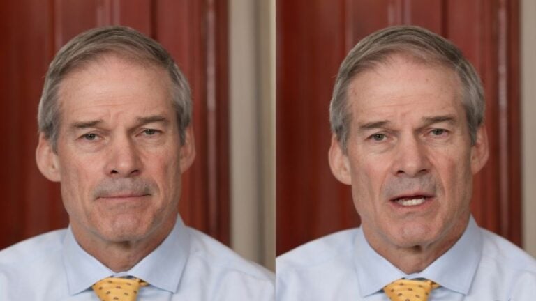 Ohio Congressman Jim Jordan appearing on CNN's The Arena during a heated exchange about Trump's Iran war and campaign promises.