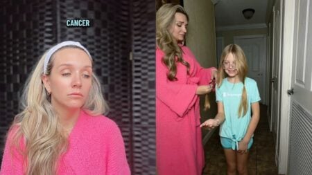 A picture of the Illinois girl and her mom.