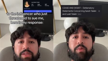 A picture of the TikToker talking about the California influencer.