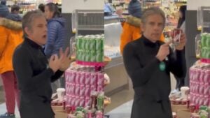 Ben Stiller Gets Ignored While Selling His Soda Brand Days After Criticizing Trump: ‘I’d Probably Just Giggle and Walk Away’ A picture of Ben Stiller.