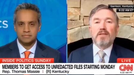 Kentucky Congressman Thomas Massie, speaking with CNN and threatening to use congressional immunity to read sealed Epstein client names.