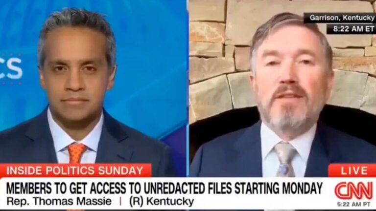 Kentucky Congressman Thomas Massie, speaking with CNN and threatening to use congressional immunity to read sealed Epstein client names.