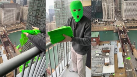 paper airplane from building