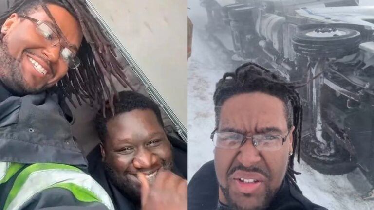 Indiana Driver Stays Shockingly Calm After Flipping His Truck