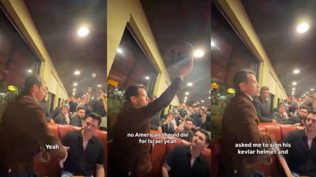 ‘No American Should Die for Israel’: Florida Governor Candidate James Fishback Writes Message on Marine Reservist’s Helmet at Campaign Event Florida Republican governor candidate James Fishback writing on a Marine Corps reservist's Kevlar helmet at a Florida campaign event during the Iran war.