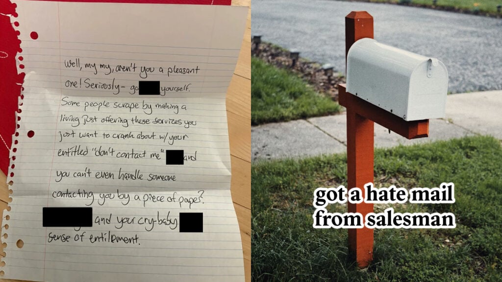 Massachusetts Homeowner Gets Angry Handwritten Hate Mail Over Their ‘No Solicitors’ Sign, ‘The Sense of Entitlement’ Massachusetts Homeowner Gets Angry Handwritten Hate Mail After Putting Up ‘No Solicitors’ Sign, ‘The Sense of Entitlement’