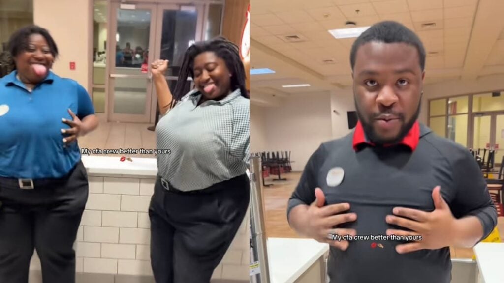Entire Florida Chick-fil-A Staff Fired After Making Viral Video Bouncing Their Chests: ‘Why Would Yall Do That’ A picture of the Florida Chick-fil-A staff.