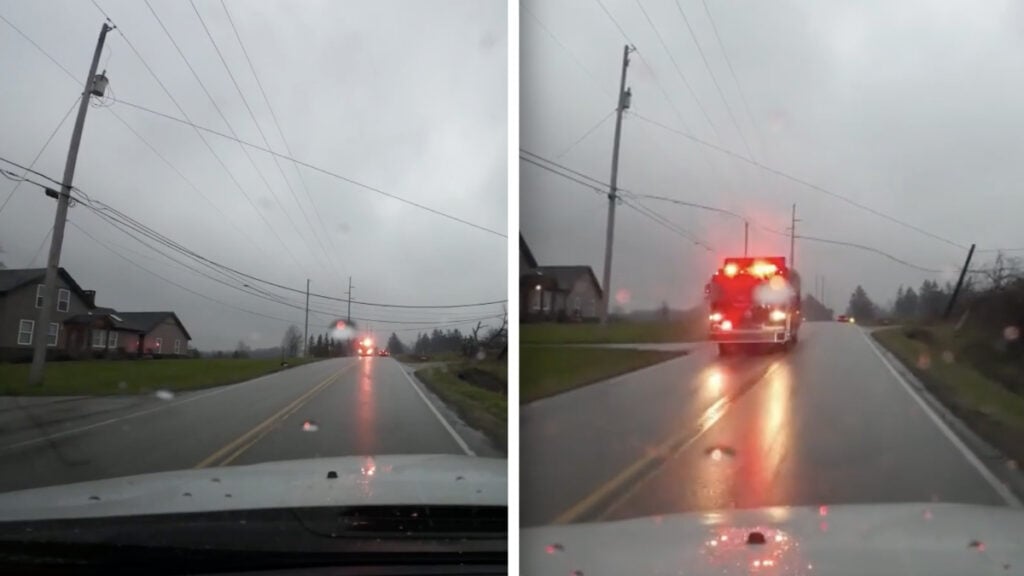Ohio FireFighter Drives Through Utility Pole Wire