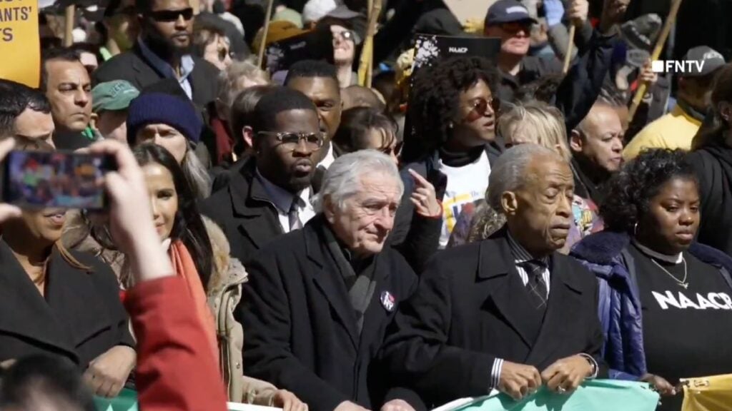 Robert De Niro, Rev. Al Sharpton and New York Attorney General Letitia James leading the No Kings march down 7th Avenue in Manhattan New York on March 28 2026
