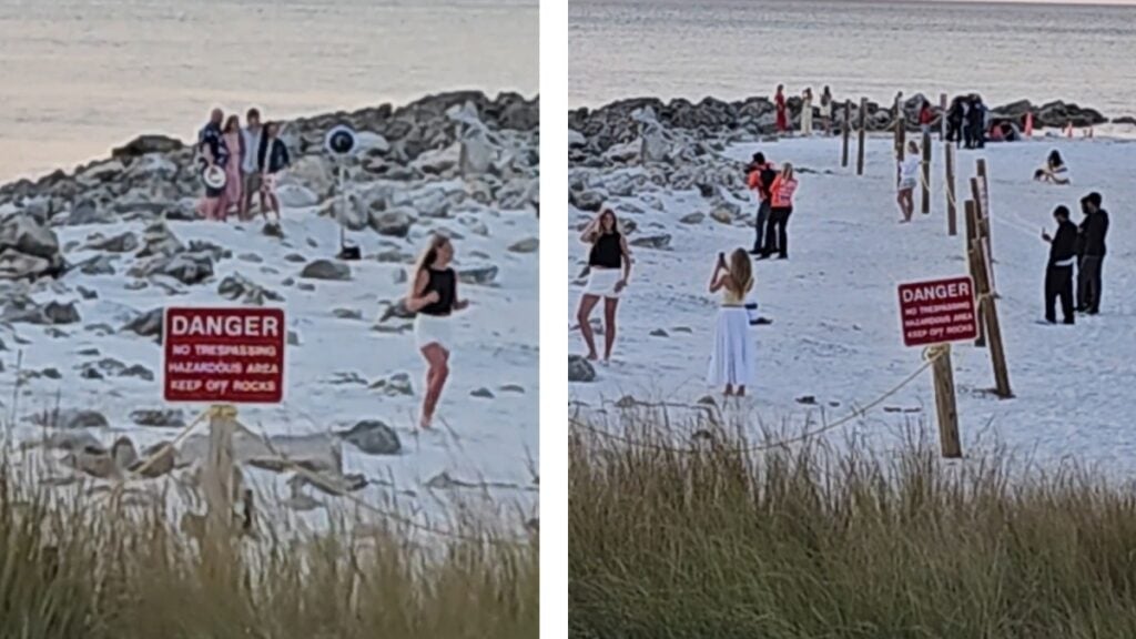 Florida Beachgoers Ignore Danger Sign