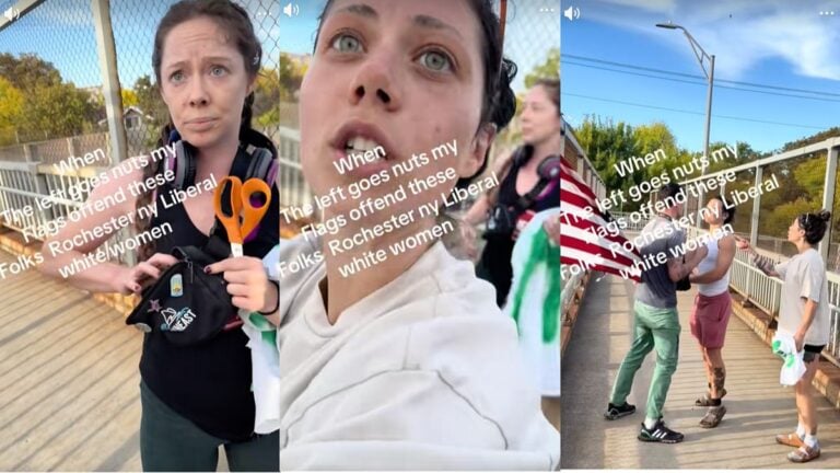 ‘The Definition Of Unhinged’: Irate Women Attack New York Man’s Flag With Scissors Because It Bothers Them