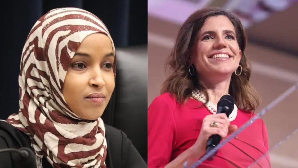 A picture of Nancy Mace and Minnesota's Ilhan Omar.