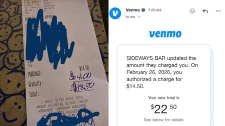 A picture of the receipt at the California bar.