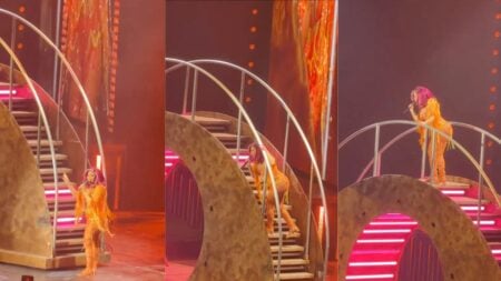 Cardi B speaking to audience during her Arizona show.