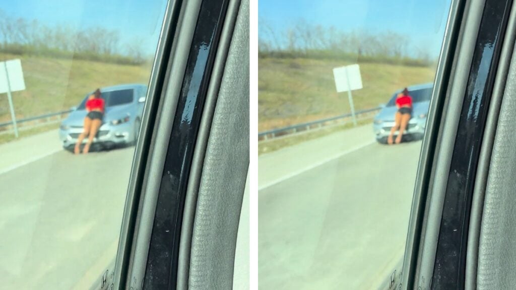 Missouri Woman Clinging to Car on the Road