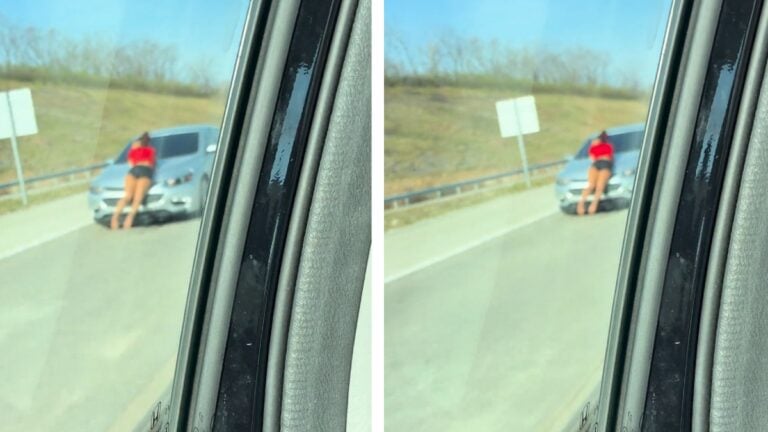 Missouri Woman Clinging to Car on the Road