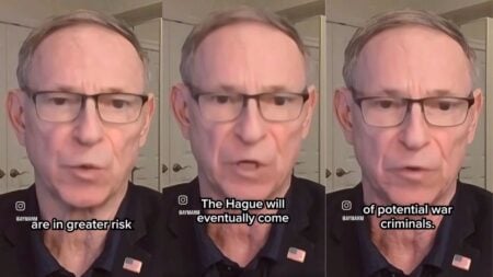 Retired U.S. Army General Randy George, former 41st Chief of Staff of the Army, speaks directly to camera in a video clip that has gone viral, warning about the legal and military implications of Defense Secretary Pete Hegseth's rhetoric during the Iran war.