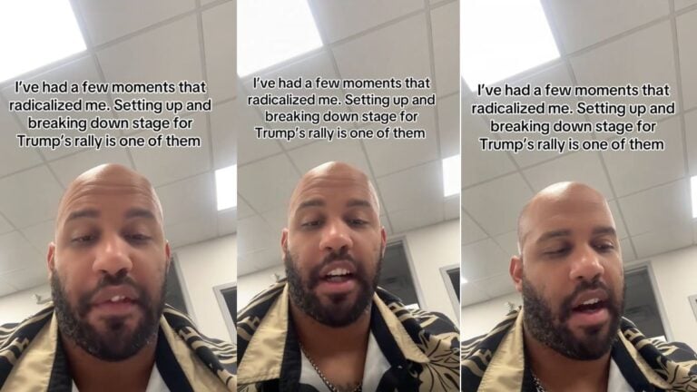 Louisiana Man Opens Up About His Dehumanizing Experience at a Trump Rally: ‘That’s Literally PTSD’ A Black man speaks directly to camera in a personal testimonial video describing his traumatic experience working as an AV technician at a Trump rally in Orlando, Florida in 2017, where he says rally attendees chanted racial slurs at him as he exited a work van.