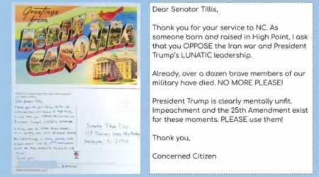 North Carolina citizen postcard