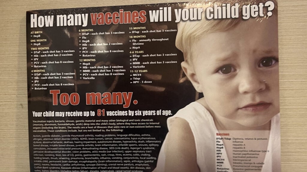 Controversial Anti-Vaccine Poster in Florida Healthcare Office Sparks Outrage: ‘I Wouldn’t Trust a Single Thing About Them’ Anti-Vaccine Activist Poster in Florida Healthcare Office