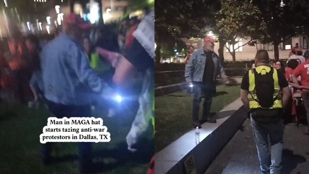 MAGA Supporter Waves Taser at Anti-war Demonstrators in Texas: ‘That Dude Sucks’
