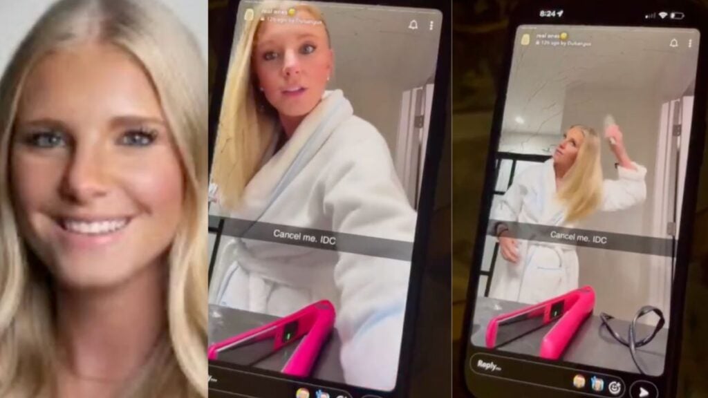 University of South Carolina student Camille filming herself in a TikTok video that went viral on X for her comments comparing interracial relationships to different bird species mixing.