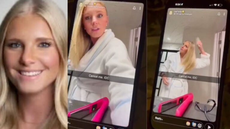 University of South Carolina student Camille filming herself in a TikTok video that went viral on X for her comments comparing interracial relationships to different bird species mixing.