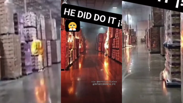 warehouse fire with toilet paper