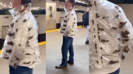 Man Brings Live Cockroaches Onto New York Subway in Bizarre Jacket Stunt: ‘It’s a Crazy World We Live In’ A man wearing Uncommon NY's "Roachcoat" — a transparent puffer jacket with live cockroaches sealed inside clear compartments — standing on a New York City subway platform as part of a viral promotional stunt for the New York Knicks.