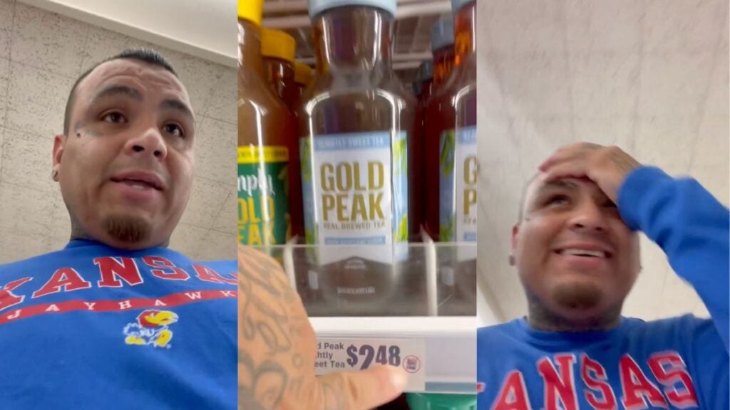 Texas Shopper Reacts as New Rules Limit Junk Food Purchases with Food Stamps: ‘What Am I Gonna Drink Now?’ A man films himself inside an H-E-B grocery store in Texas, gesturing at shelves of beverages bearing "Not Eligible" signs for SNAP purchases, reacting with visible confusion and frustration to the new restrictions on sweetened drinks that took effect April 1, 2026.