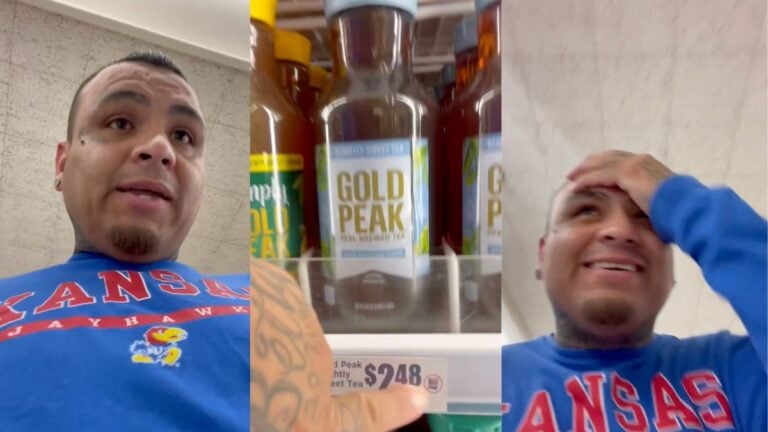 Texas Shopper Reacts as New Rules Limit Junk Food Purchases with Food Stamps: ‘What Am I Gonna Drink Now?’ A man films himself inside an H-E-B grocery store in Texas, gesturing at shelves of beverages bearing "Not Eligible" signs for SNAP purchases, reacting with visible confusion and frustration to the new restrictions on sweetened drinks that took effect April 1, 2026.