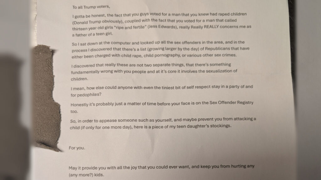North Carolina Parent Letter Against Trump Supporters