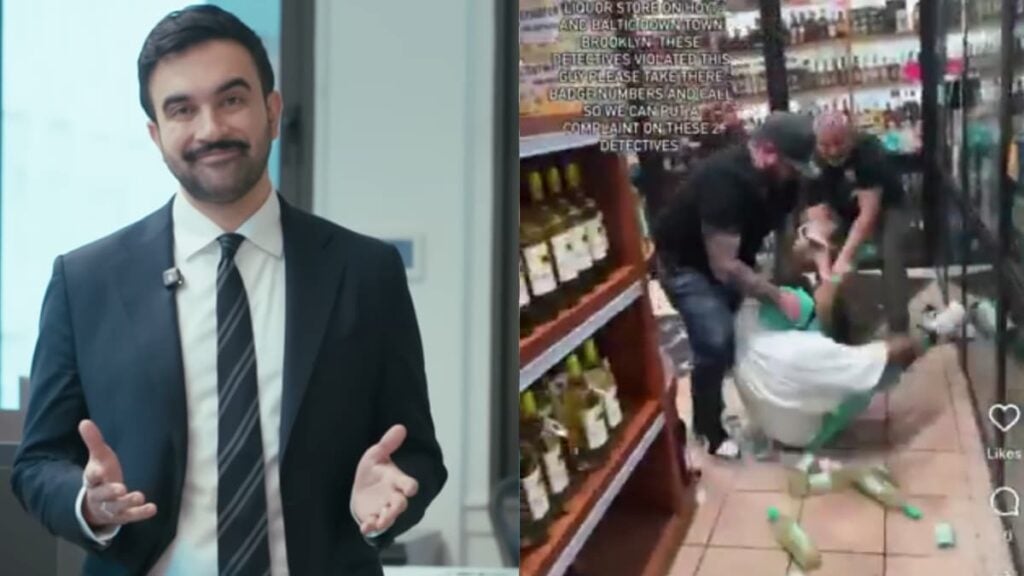 A picture of New York arrest and Zohran Mamdani.